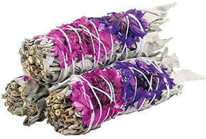 White Sage with Crown and Third-Eye Chakra Flowers (1pk)