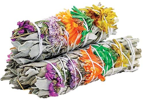 White Sage Sticks with Sacral | Solar Plexus Chakra Flowers (1pk)